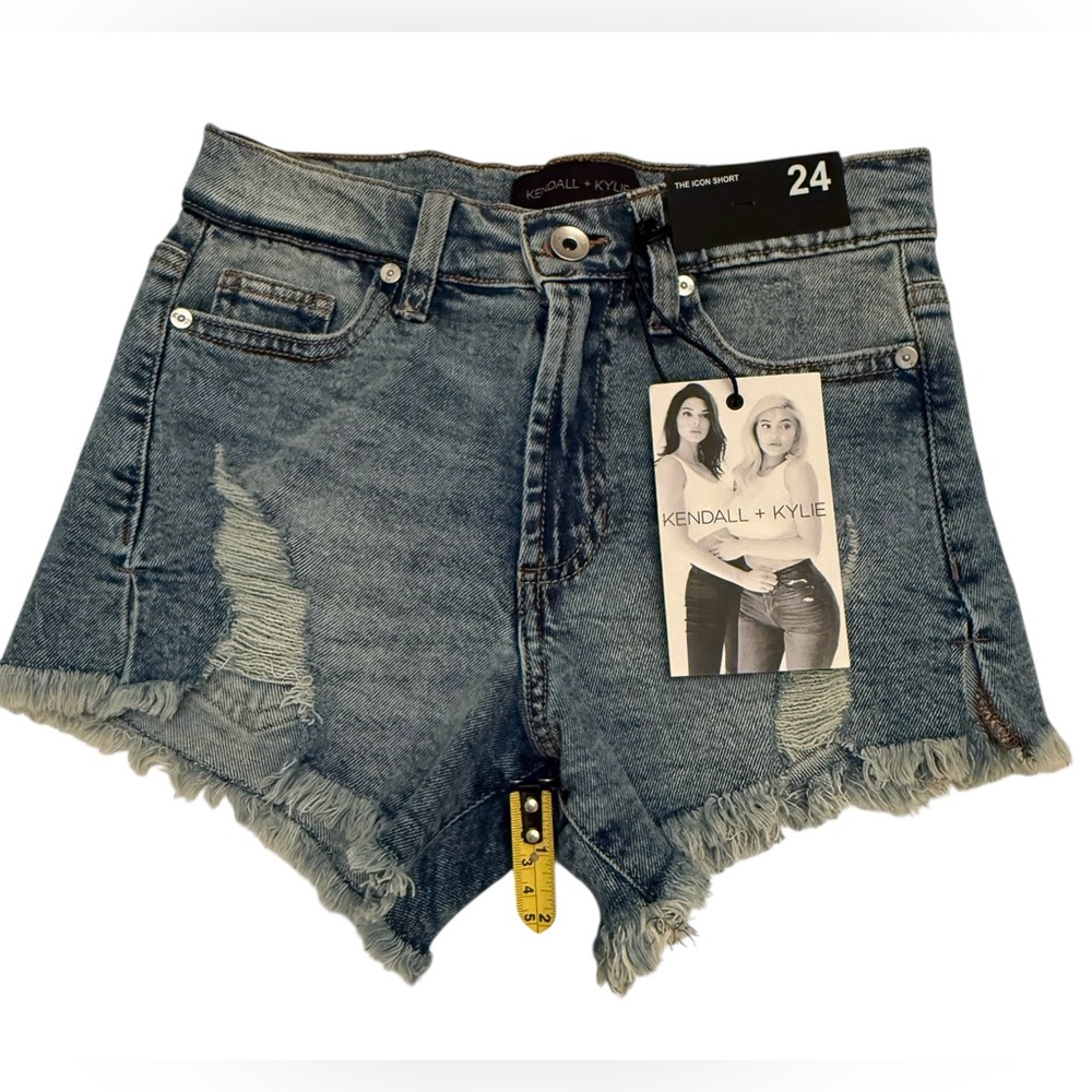 Kendall & Kylie Distressed Blue Jean Shorts - Picture 9 of 16